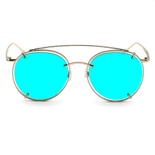 Valeria Sunglasses - Valeria 2 - Silver Shinny Frame - Blue Mirror Lenses