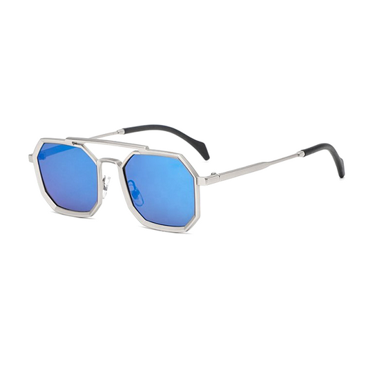 Lucia Sunglasses - Lucia 4 - Silver Frame - Blue Lenses