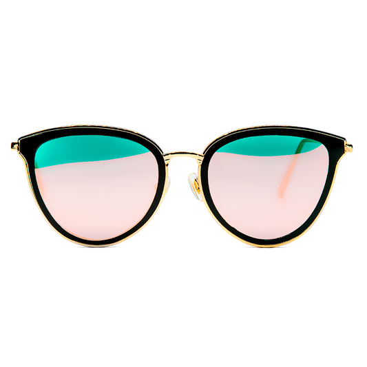 Victoria Sunglasses - Victoria 2 - Black/Gold Frame - Rose Gold Mirror Lenses