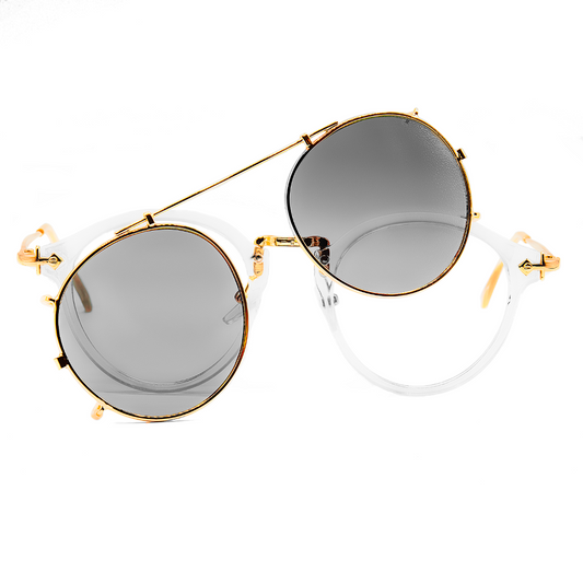 Kim Sunglasses - Kim 1 - Clear Matte Frame - Demo Lenses & Gold Clip