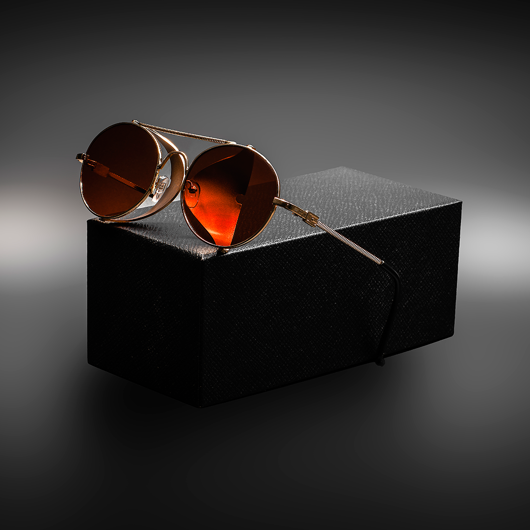 Capu Sunglasses - Capu 3 - Gold Matte Frame - Brown Lenses - Lateral Solid Shields