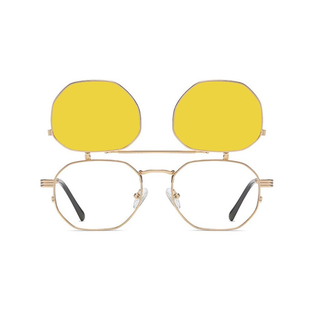 Gold frame clear lens sunglasses sales